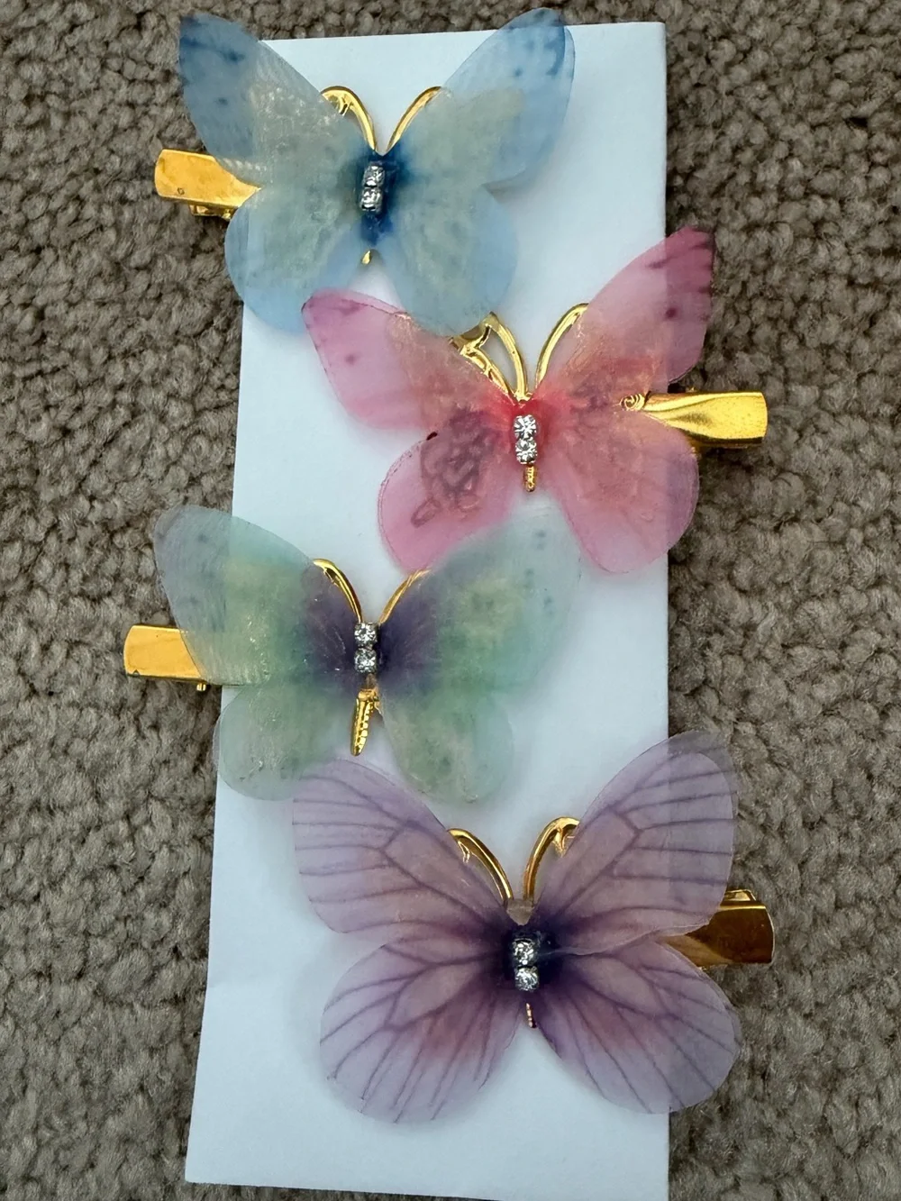Aratta Silent Journey- 3D Butterfly Hair Clips - Pastel and Gold